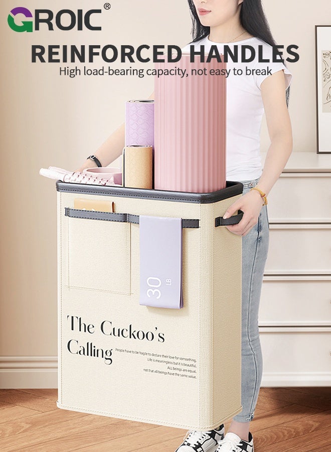 GROIC Yoga Mat Storage, Beige Yoga Equipment Bin, Large Capacity Organizer for Mats and Gym Gear, Workout Equipment Organizer for Mats, Foam Rollers, Racquets and Accessories, Home Gym Storage Rack - Image 3